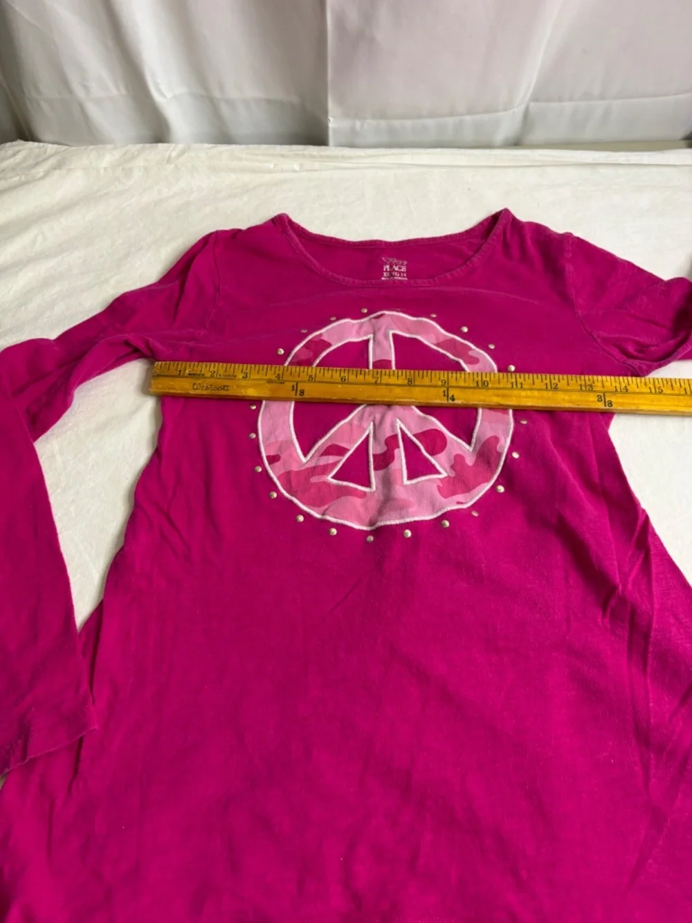 The Children's Place Vintage Y2K Retro Peace Sign Tye Dye Pink Size XL 14